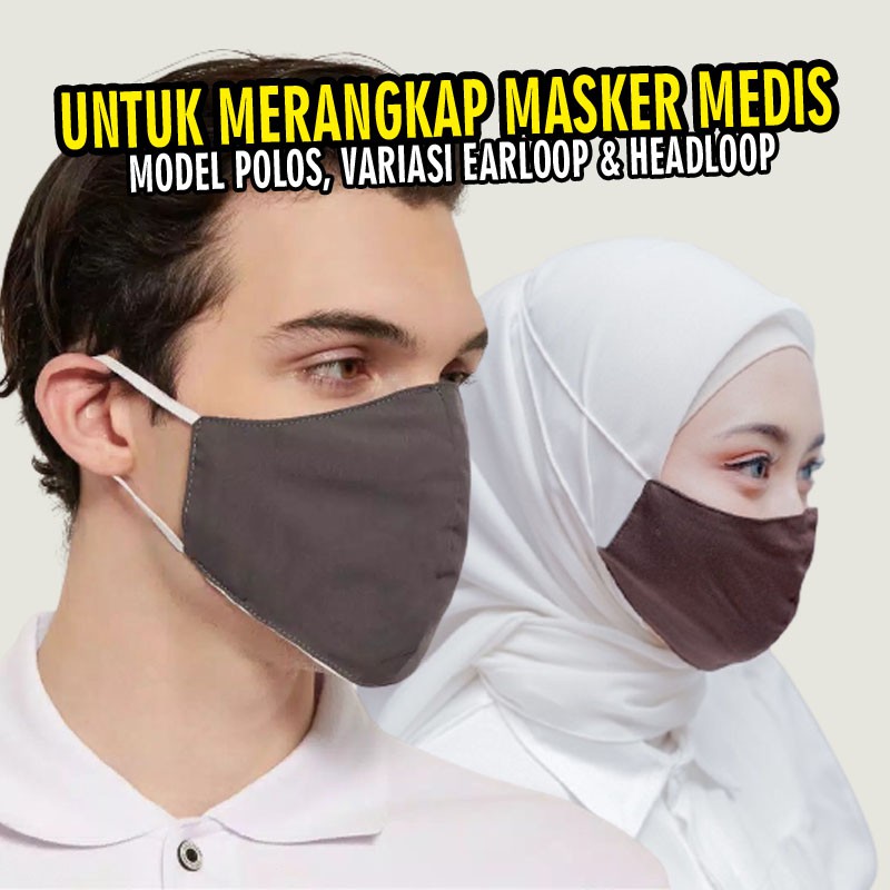 Masker kain polos headloop earloop hijab jilbab remaja dewasa wanita pria non medis bisa dicuci