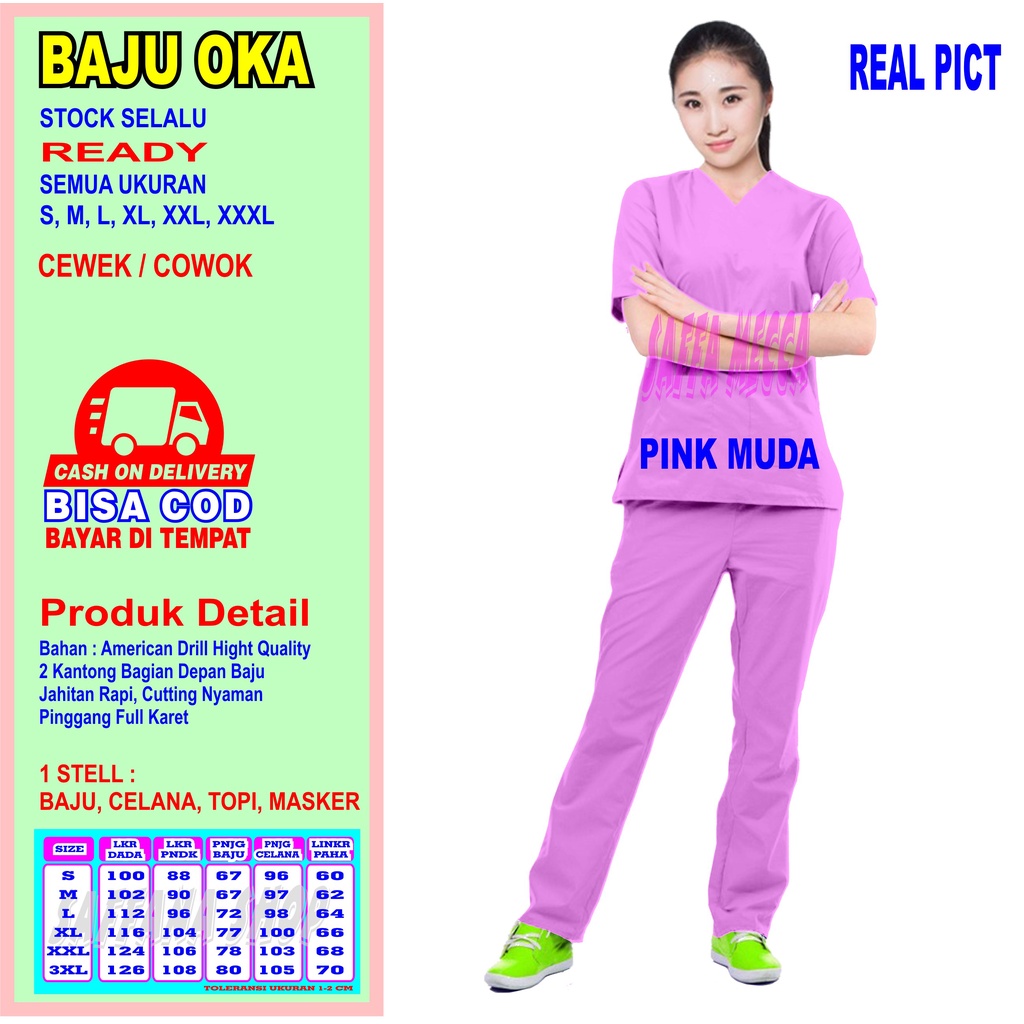 Scrub Perawat  Baju Oka COD  Scrub Baju Jaga  Baju OKA   Baju OK   Baju Perawat   Pria  Wanita Harga Murah Terbaru Lengan Pendek