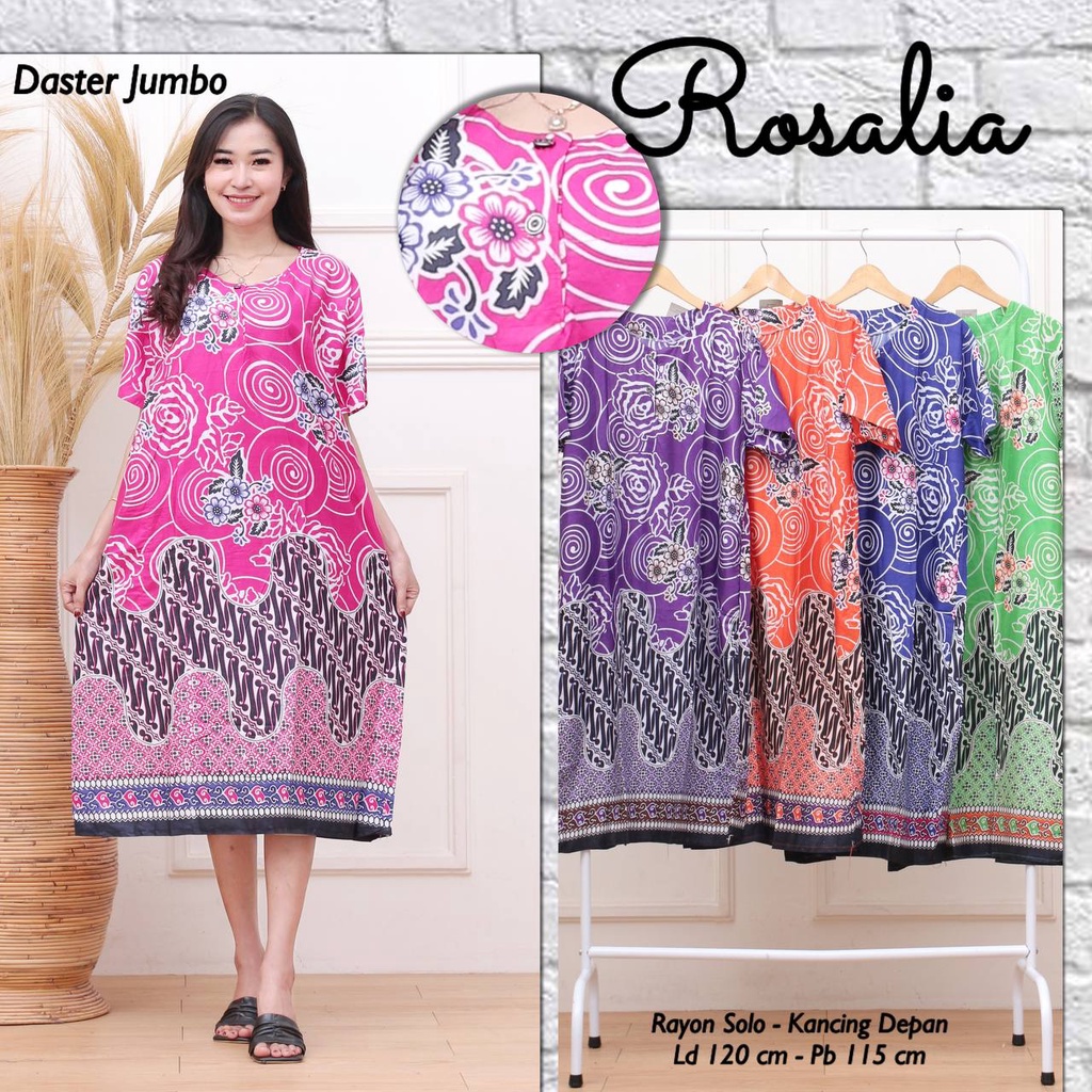 Daster Jumbo LD 120 Wanita Kekinian Bahan Rayon Kancing Depan Busui Bumil Terbaru