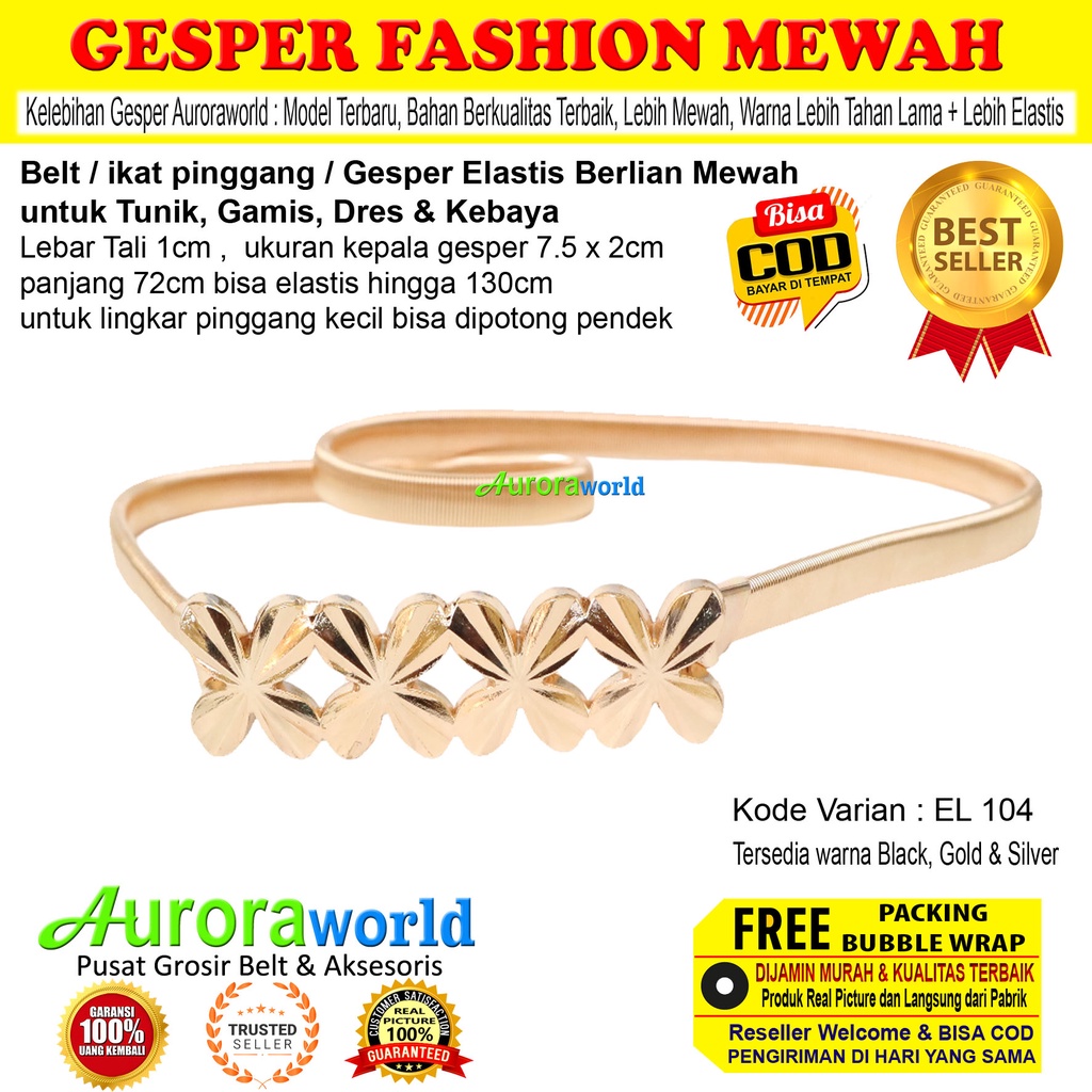 Auroraworld belt cewek elastis gesper fashion wanita terbaru elastis ikat pinggang wanita