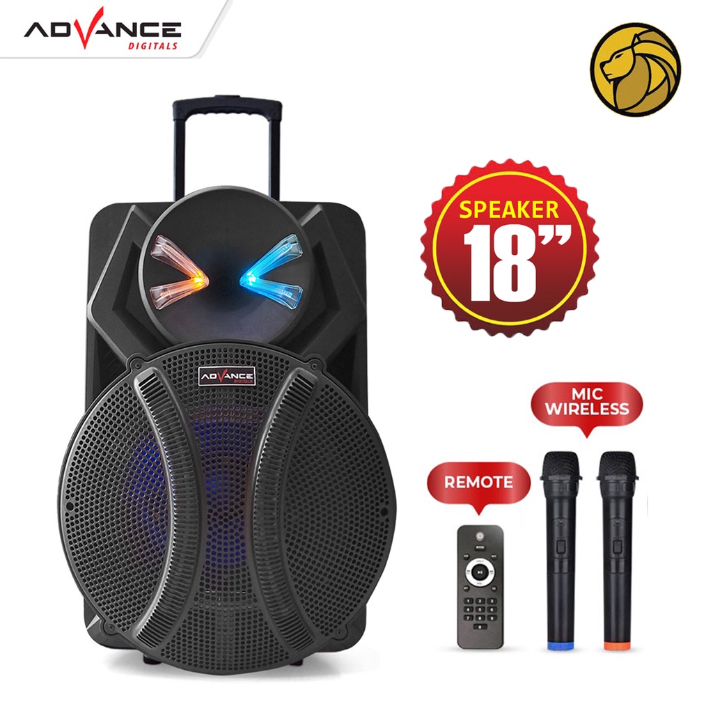 Advance Speaker 18 Inch K1812 Meeting Portable Karaoke With 2 Mic Wireless RMS 100W