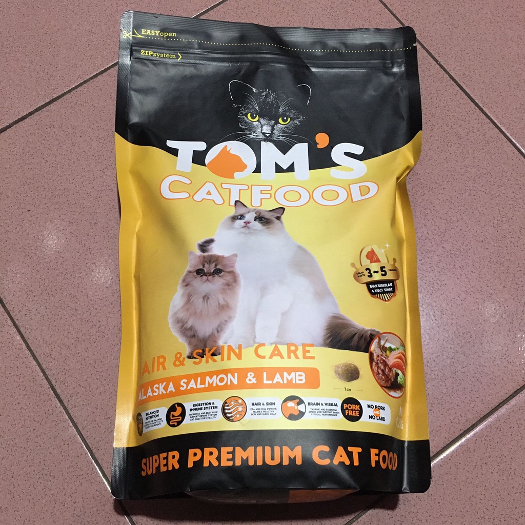 Tom's Catfood Hair Skin Care 1.2kg Makanan Kucing Tom Toms Cat Food