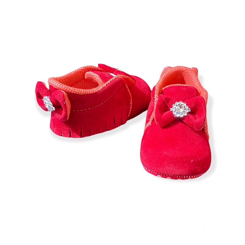 PITA RAWIS sepatu prewalker bayi perempuan 0 12 bulan / sepatu bayi lucu merah pink / sepatu baby prewalker pita anti slip murah COD