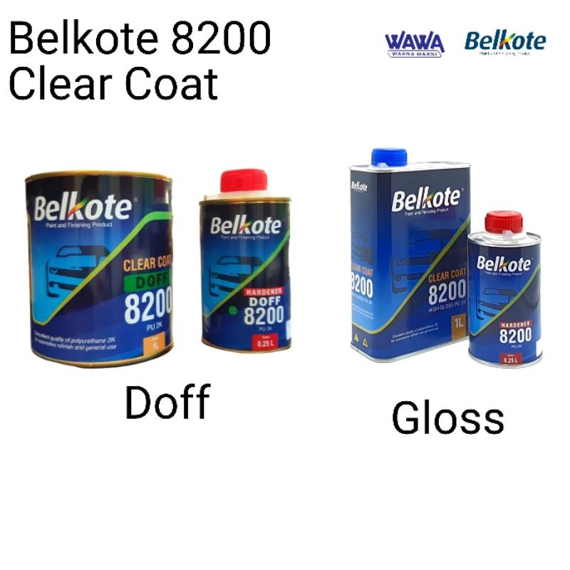 Jual Belkote 8200 Clear Coat PU 2k Doff Dan Gloss 1.25 Liter / Set ...