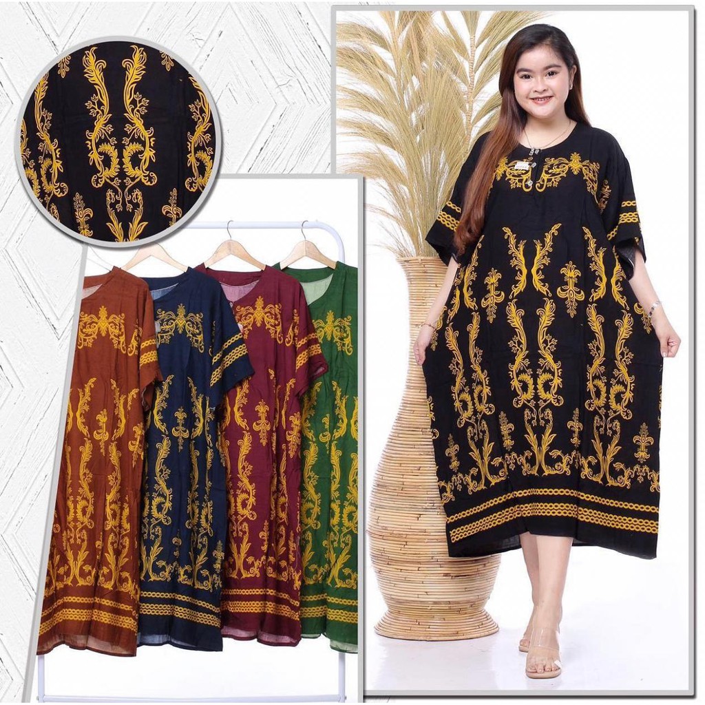 DASTER JUMBO HITAM PRADA BATIK MOTIF KOMBINASI UKURAN JUMBO DADA KANCING BUMIL BUSUI LARIS MANIS