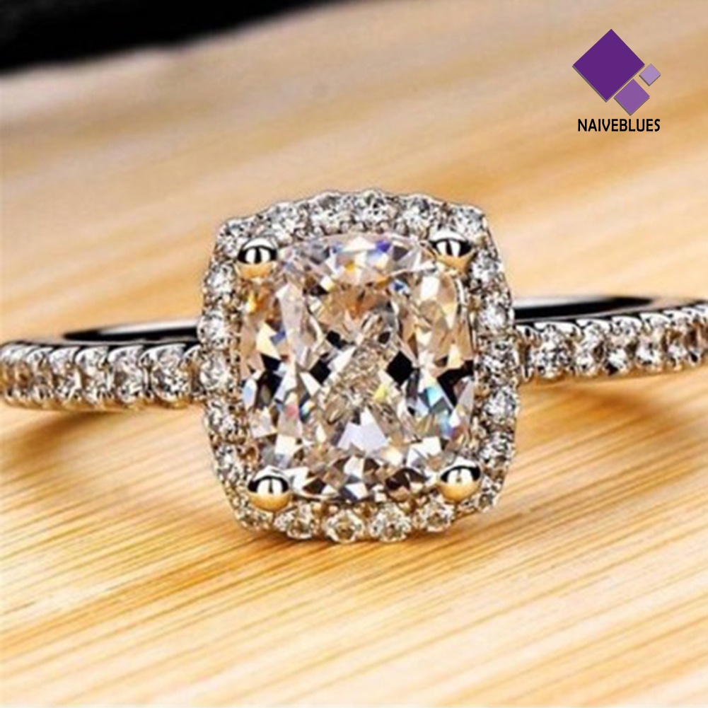 Naiveblue Cincin Wanita Hias Cubic Zirconia Untuk Pernikahan / Tunangan / Hadiah