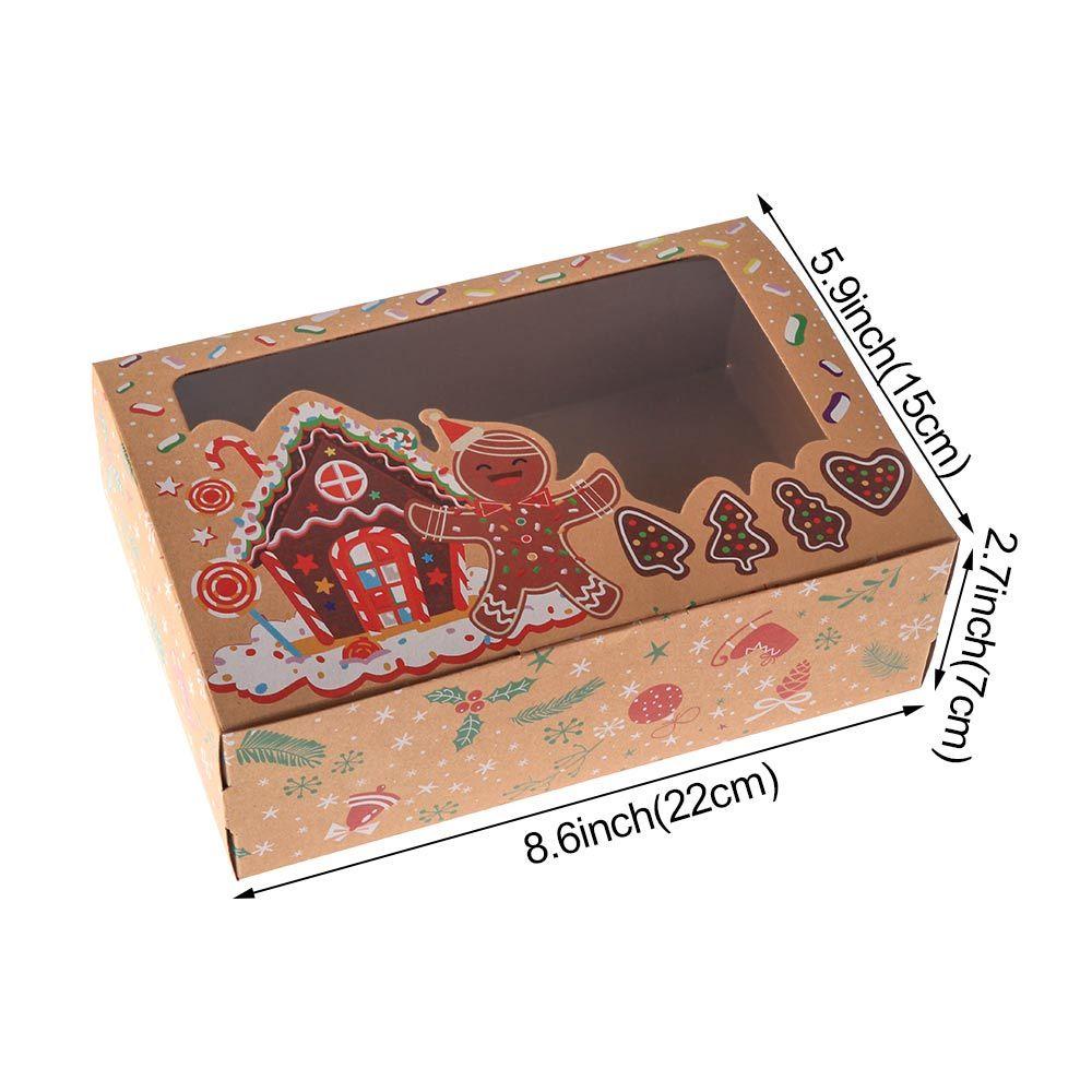 R-flower 3Pcs Kraft Box With Label Card DIY Souvenir Natal Dengan Jendela Bening Hadiah Kotak