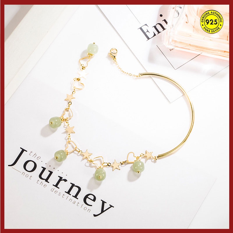 Gelang Tangan Manik-Manik Batu Jade Hetian 18K Untuk Wanita U1003