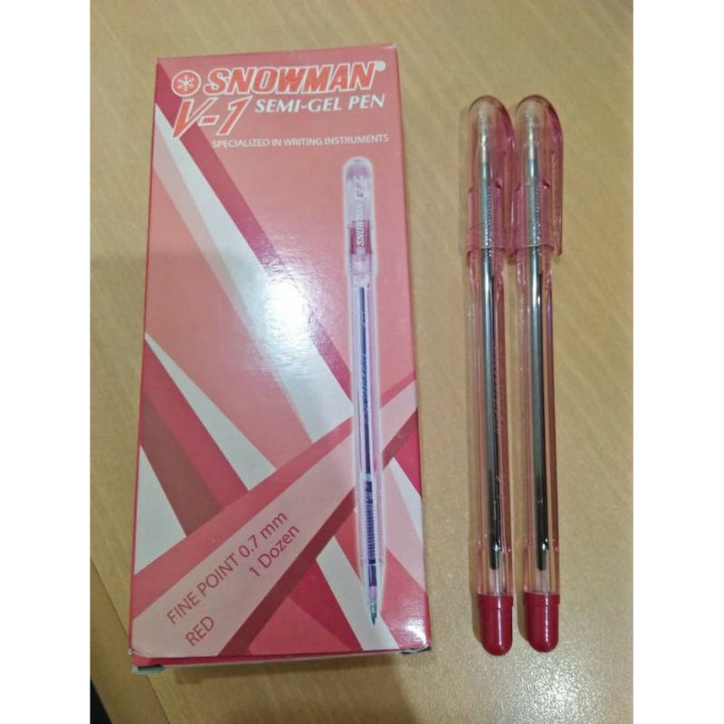 

12pc Pulpen Snowman V1 Semi Gel Pen Hitam 0.7mm