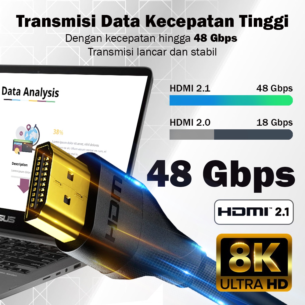 PX HDMI-0.6X Kabel HDMI 2.1 High Speed UHD 8K HDR HDMI Cable 0.6M