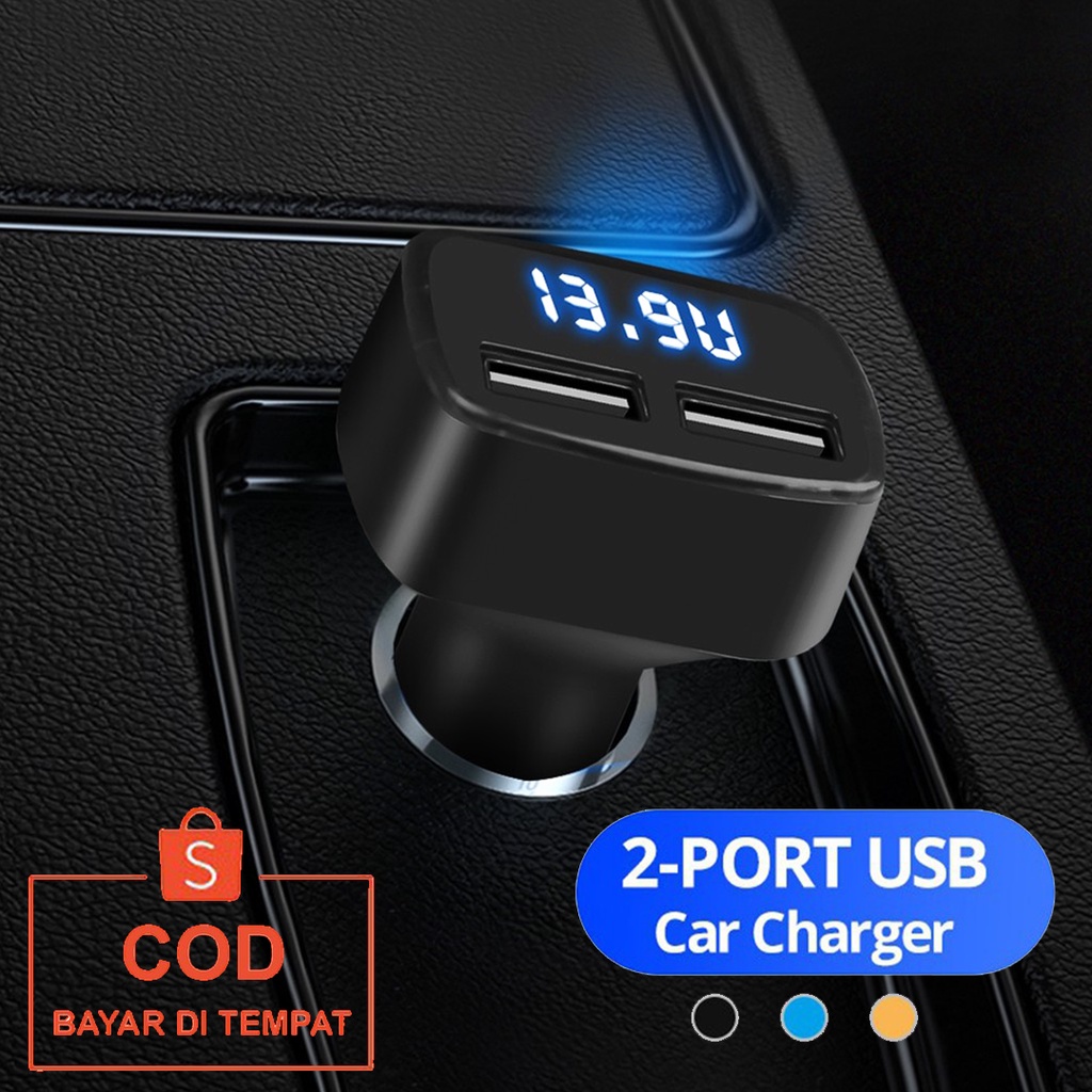 ✅COD Charger Mobil 4 In 1 Dual USB Display LED Voltase DC 5V 3.1A / 4in1 Car Charger Motor Matic Original