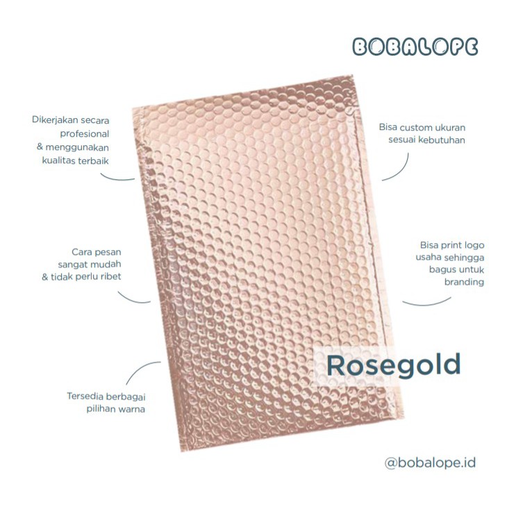 

BUBBLE MAILER ALUMUNIUM FOIL - 23X33 CM WARNA ROSEGOLD