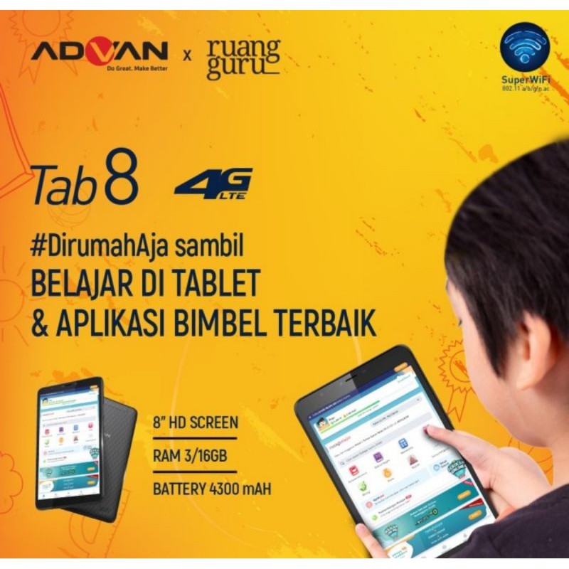 Terbaru Tab 8 Advan Belajar Android 3gb 1.4Ghz Quad Core 16gb