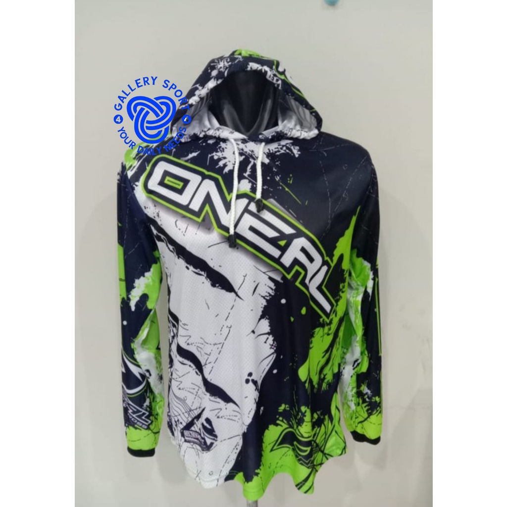 KAOS JERSEY SEPEDA GOWES BERTOPI -JEMPER HOODIE SEPEDA DWONHIL MTB 1023  HIJAU BERTOPI