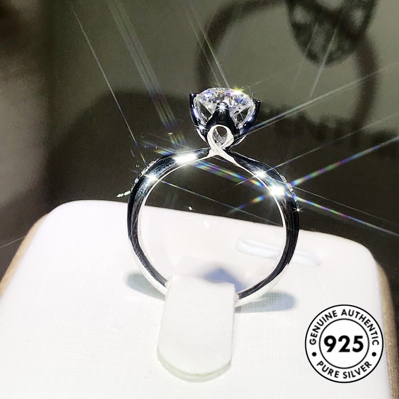 Cincin Sterling Silver 925 Hias Berlian Imitasi Elegan Untuk Wanita