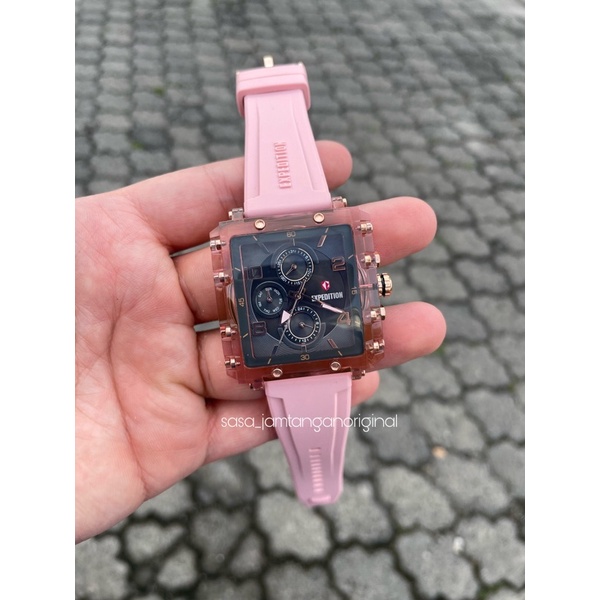 Jam Tangan Expedition E 6808 Original Pink Black Ladies
