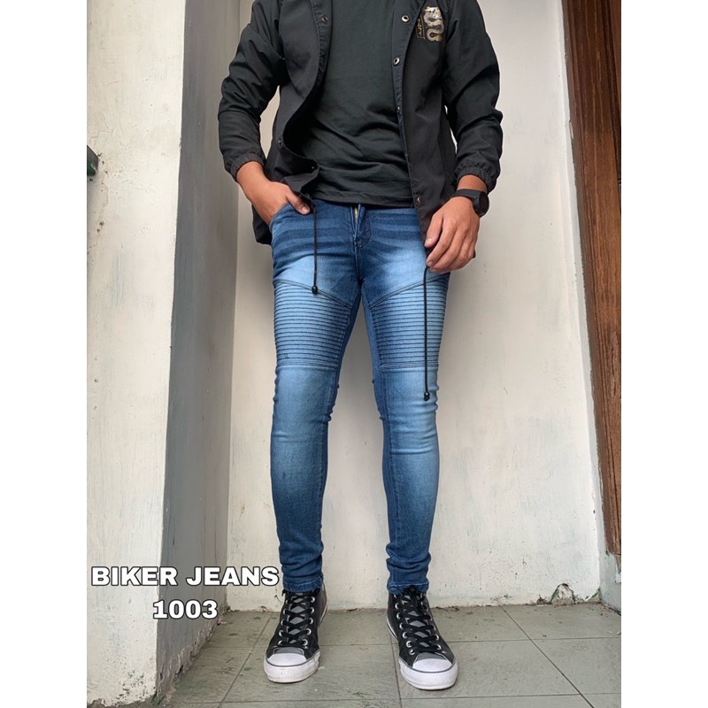 CELANA JEANS RIPPED DISTRO PRIA BIKER JEANS POLOS SLIMFIT JEANS IMPORT STRET MULUR KOREAN STYLE