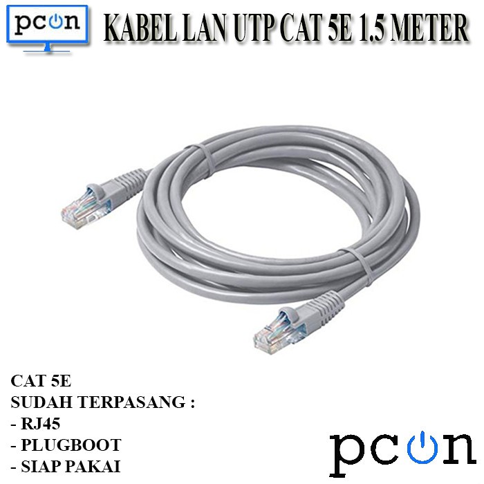 Kabel LAN CAT 5E PJ45 1.5M Original 1.5 Meter Kabel LAN Siap pakai