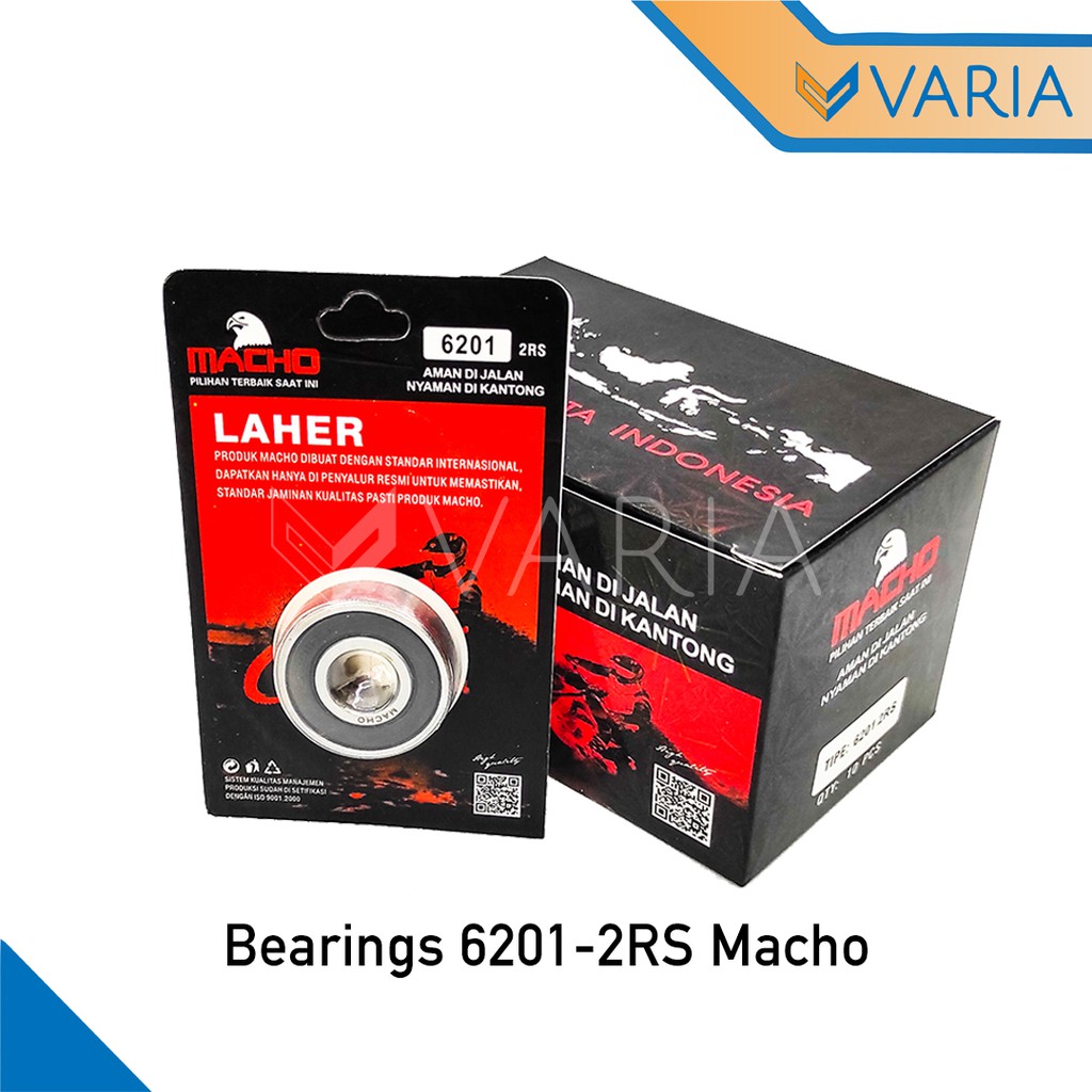 Bearing / Laher Roda Motor 6201 2RS Tutup Karet Double Macho