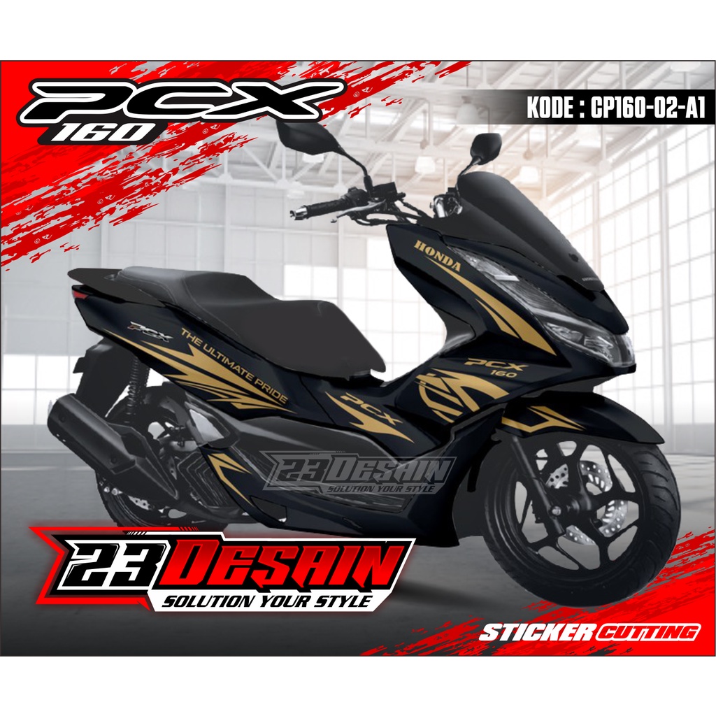 Cutting sticker PCX 160 new stiker striping motor variasi motor CP160 02 GOLD EMAS