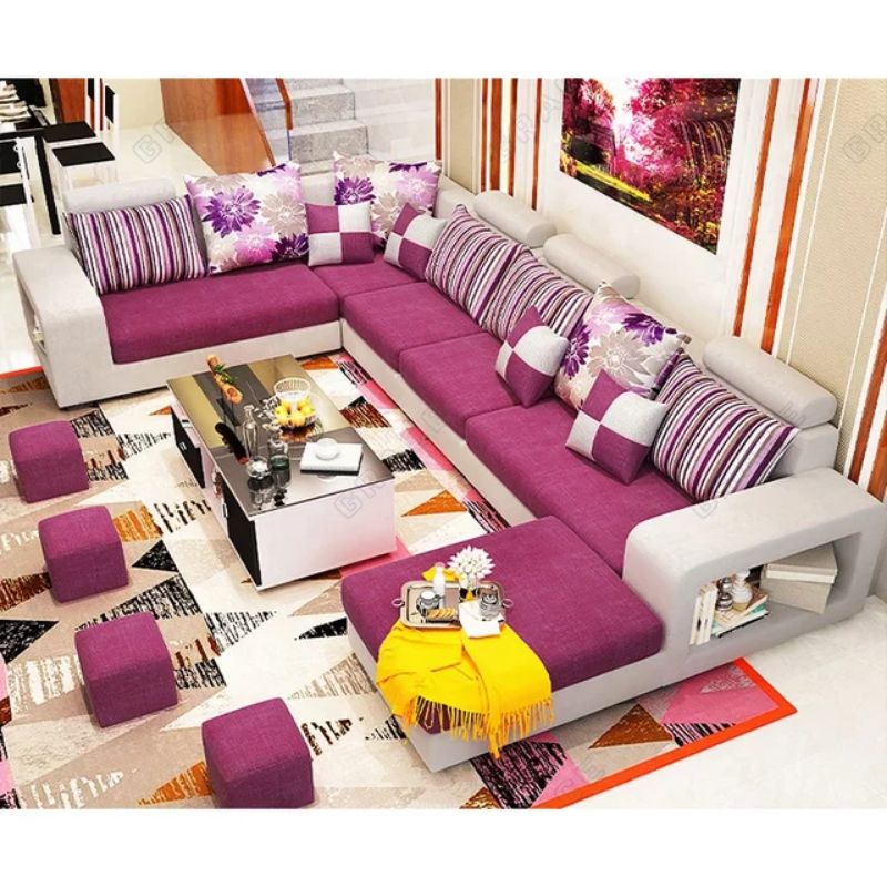 Sofa Tamu Sofa Letter U Modern Kursi Tamu Super Mewah Elegant Premium Quality Pink Fanta