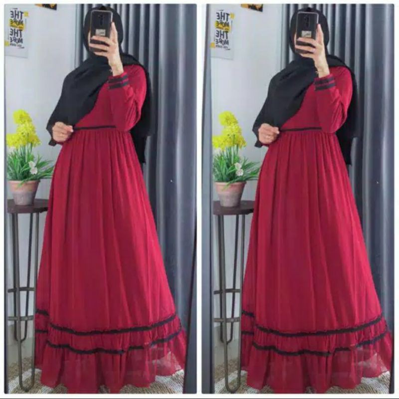 Gamis syari ceruti babydoll ORI / syari kintani FREE MASKER KAIN 