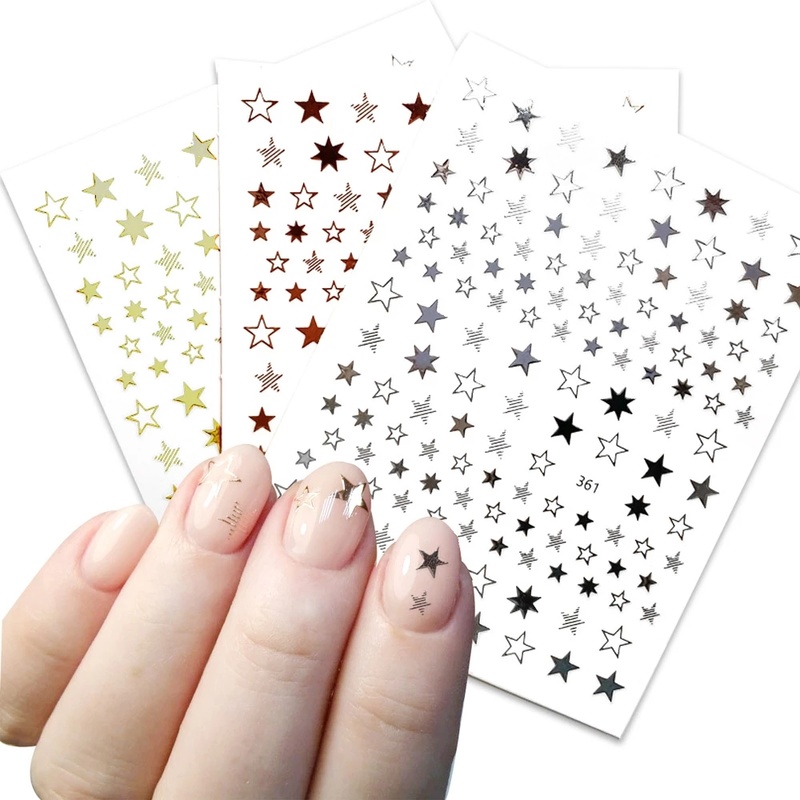 (Ilovediy) 1 Lembar / Pak Stiker Kuku Transfer Air Motif Geometri / Bintang 3d Untuk Nail Art / Manicure Diy