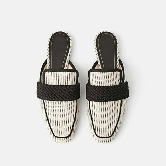 Sepatu sandal zara mixed mules with stripe