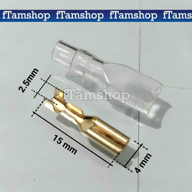 Skun / sekun kabel kecil gepeng male female + sleeve