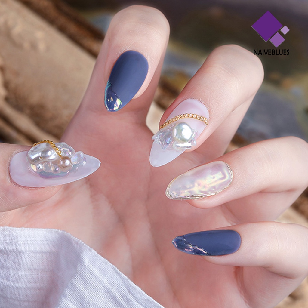 Naiveblue 1 Kotak Mutiara / Kerang / Batu Untuk Aksesoris Nail Art DIY