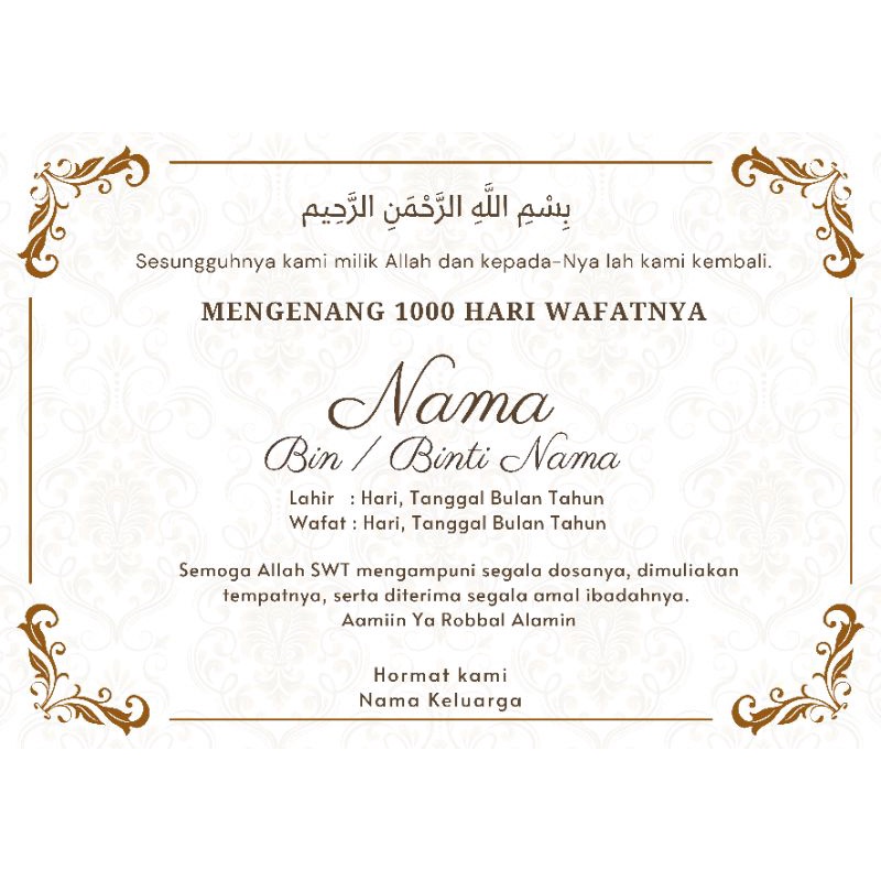 Stiker Mengenang 40/100/1000 hari Wafat, Tahlilan, Tasyakuran-M1