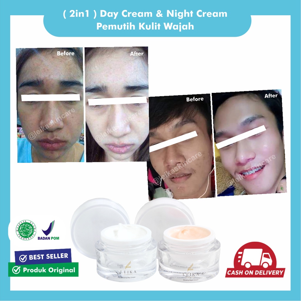 PAKET 2 IN 1 Krim Pemutih Wajah BPOM Pemutih Kulit Permanen Pemutih Wajah Pria Crem Pemutih Wajah Pe