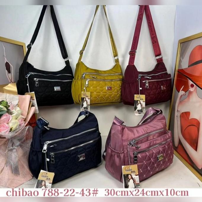 Tas Selempang Wanita Ori Chibao Kanvas 7Sleting