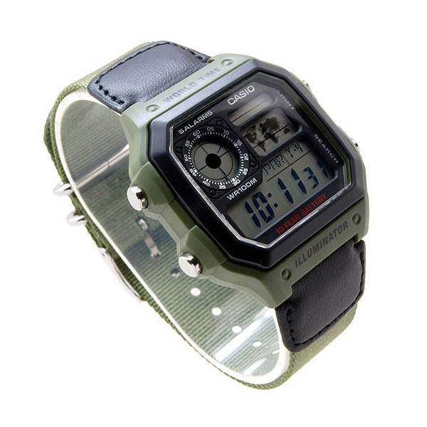 Casio Original AE-1200WHB-3B (Jam Tangan Pria - Digital - Canvas - Hijau Army)