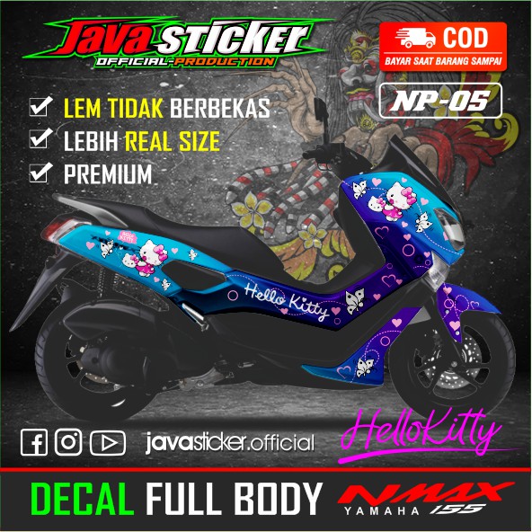 Sticker NMAX Full Body Hello KItty Ice Blue