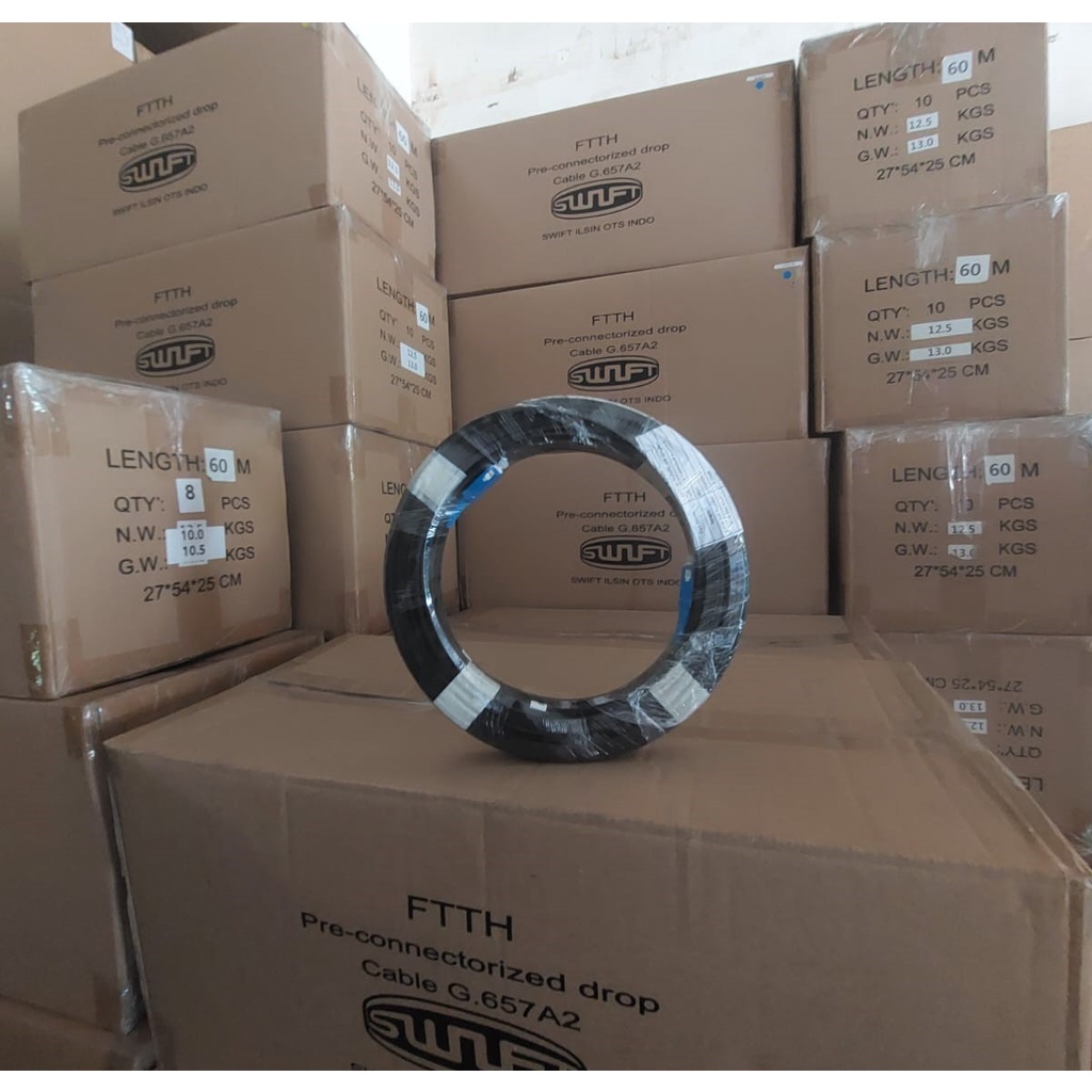 Kabel Precon 60 Meter SC UPC / Kabel Fiber Optik 1 Core 60M Siap Pakai Merk ULC Ilsintec