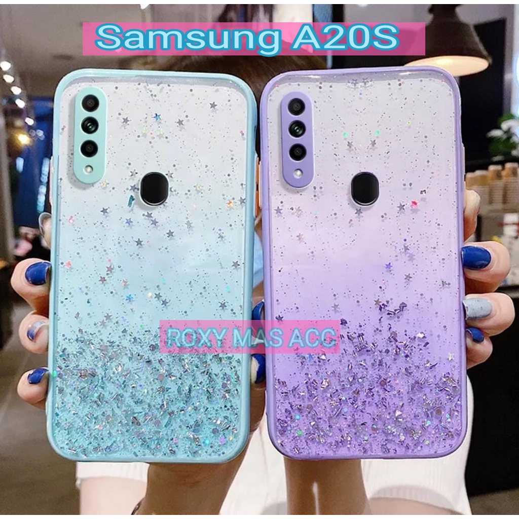 SOFTCASE ( SAMSUNG A20S  ) TERBARU CASE DOVE GLITER FUZE TRANSPARAN DENGAN KAMERA PROTEKSI, SOFTCASE
