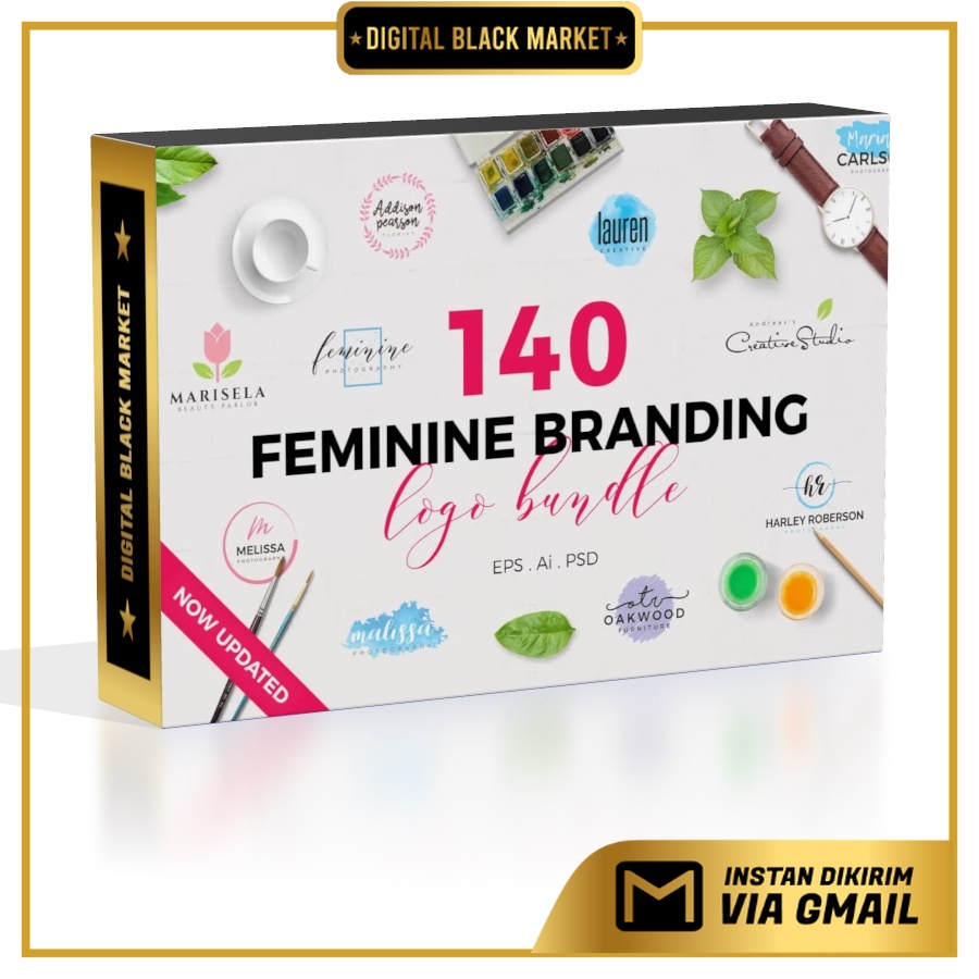 140 Feminine Branding Logo Bundle - Photoshop &amp; Illustrator