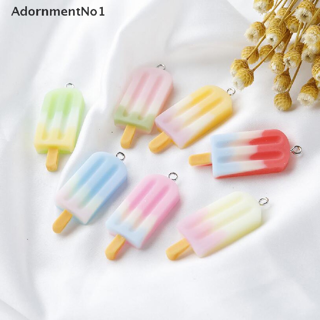 (AdornmentNo1) 10pcs / Set Liontin Es Krim Mini Bahan Resin Warna-Warni Untuk DIY Perhiasan / Craft