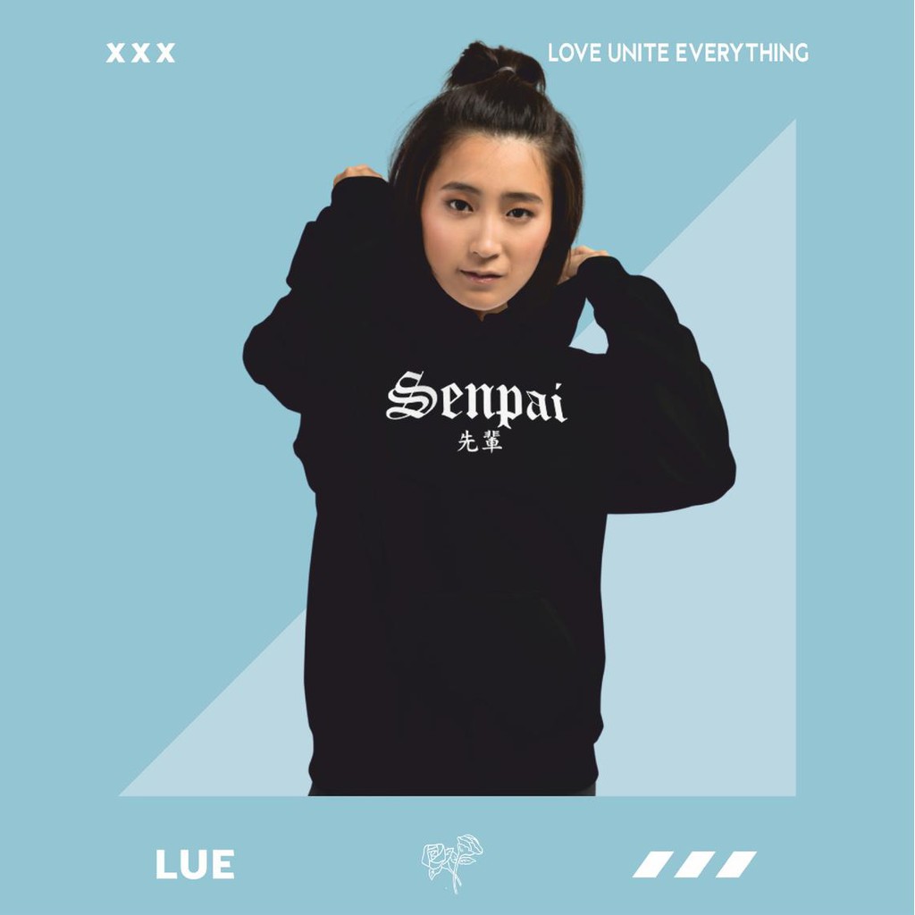 Hoodie Senpai Kanji Japan cotton fleece