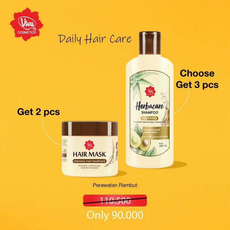 Paket Perawatan Rambut Hair Care Shampoo Herbacare Sampo Mask Creambath Viva