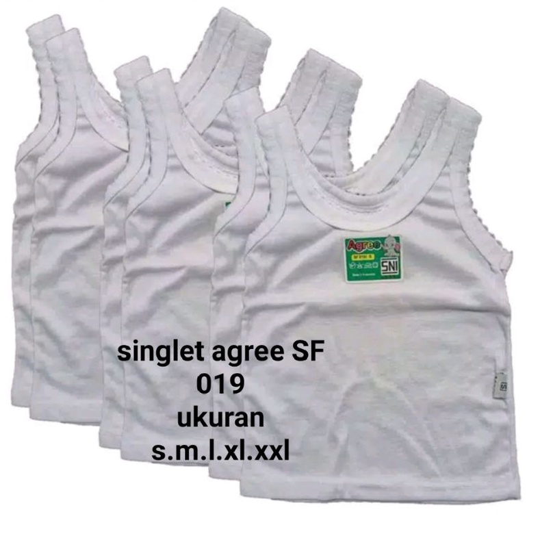 setengah lusin/6 pcs singlet agree SF 019 uk s.m.l.xl