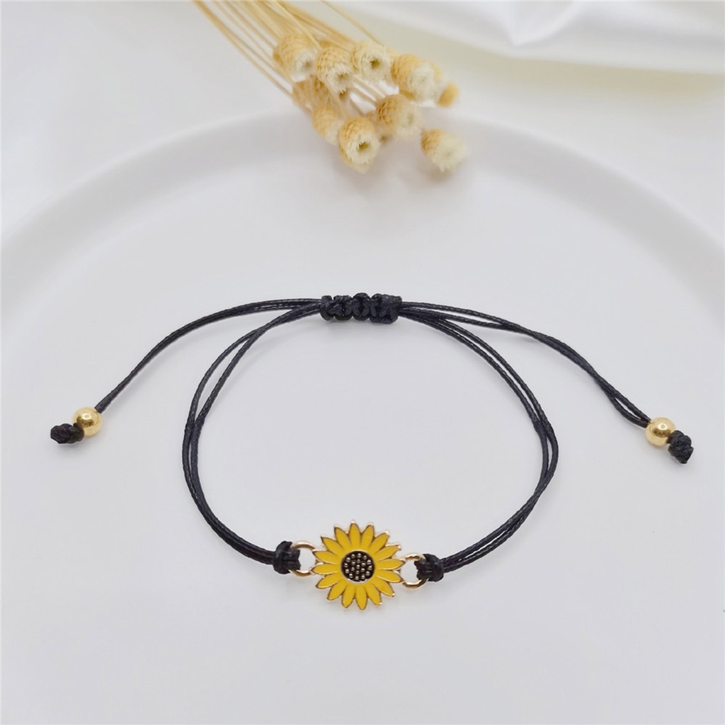 Hu Hu Hu Hu Hu Alat Bantu Pasang Kacamata♡ 1 Set Gelang Persahabatan Desain Bunga Matahari Model Dapat Disesuaikan
