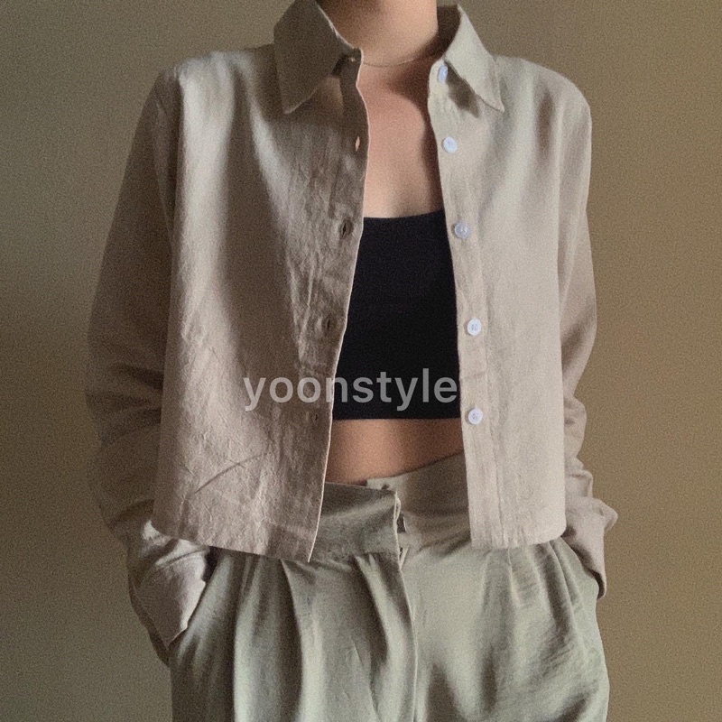 YOON - ARUNA crop oversize shirt | kemeja crop | kemeja linen