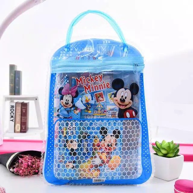 

tulis-alat-paket- stationary set free bag set alat tulis anak sekolah motif kartun - mickey mouse