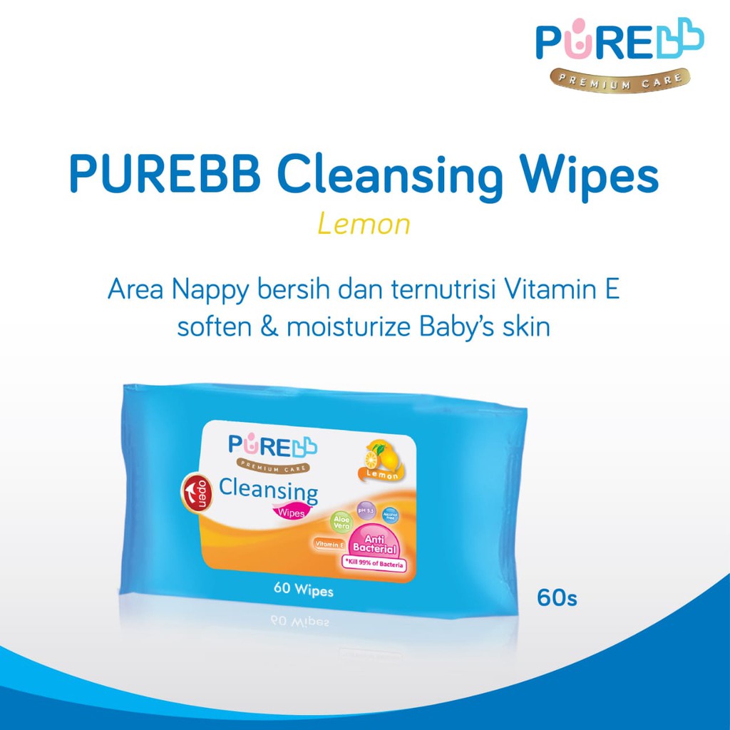 Pure Bb Cleansing Wipes lemon 60's