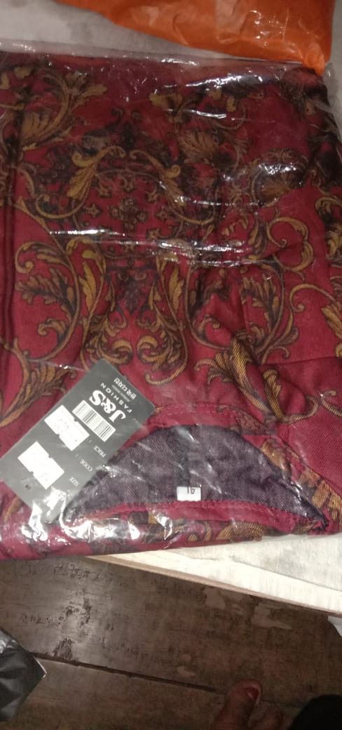 Baju Gamis Sultan Motif Batik Bahan Calvin Jeans