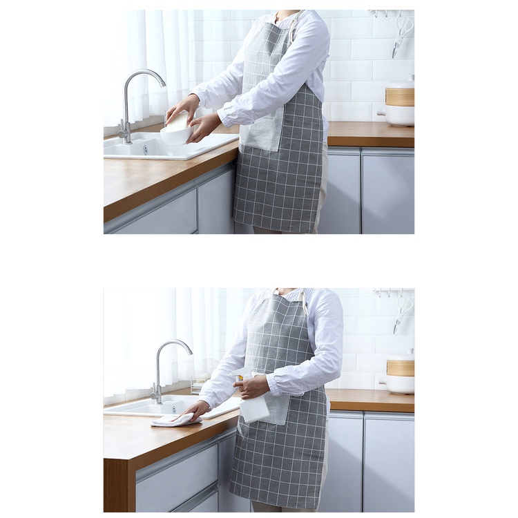 Celemek Masak Bahan Katun / Apron Kain Motif Korea / Apron Masak Kain Katun Motif / Celemek Kain