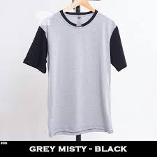 Reglan Pendek Kombinasi Warna Grey misty - Navy Lengan Pendek Berbahan Katun Kaos Distro Size Lokal