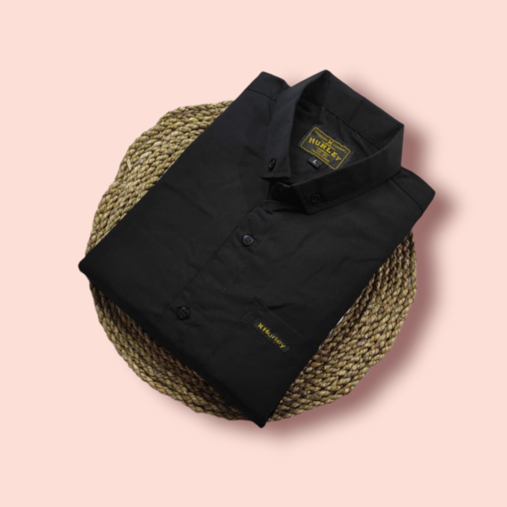 Kemeja Polos Lengan Pendek Premium Black 88 P4035